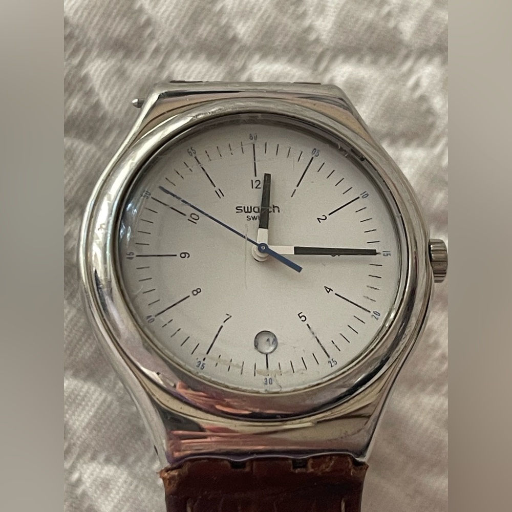 Vintage Swatch Irony Big Classic "Appia" Watch - Silver/Brown